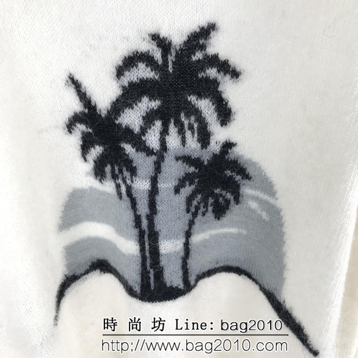 YSL聖羅蘭 18年秋冬新款 椰樹海島圖案 馬海毛毛衣 男女同款 ydi1242